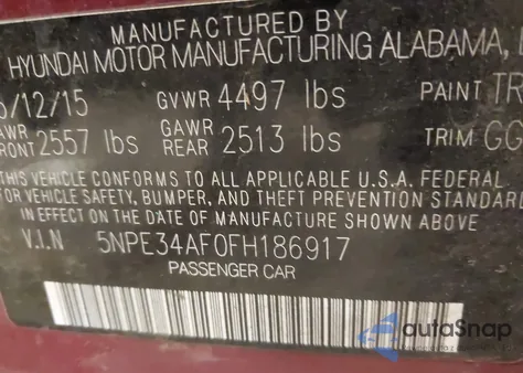 2015 Hyundai Sonata Sport from USA, damaged, VIN 5NPE34AF0FH186917